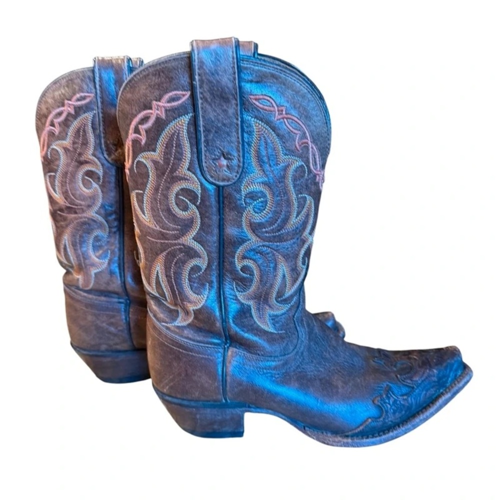 Elegant Brown Embroidered Heeled Boots